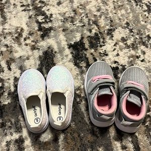 Sparkly van like shoes and pink and Gary tennis shoes